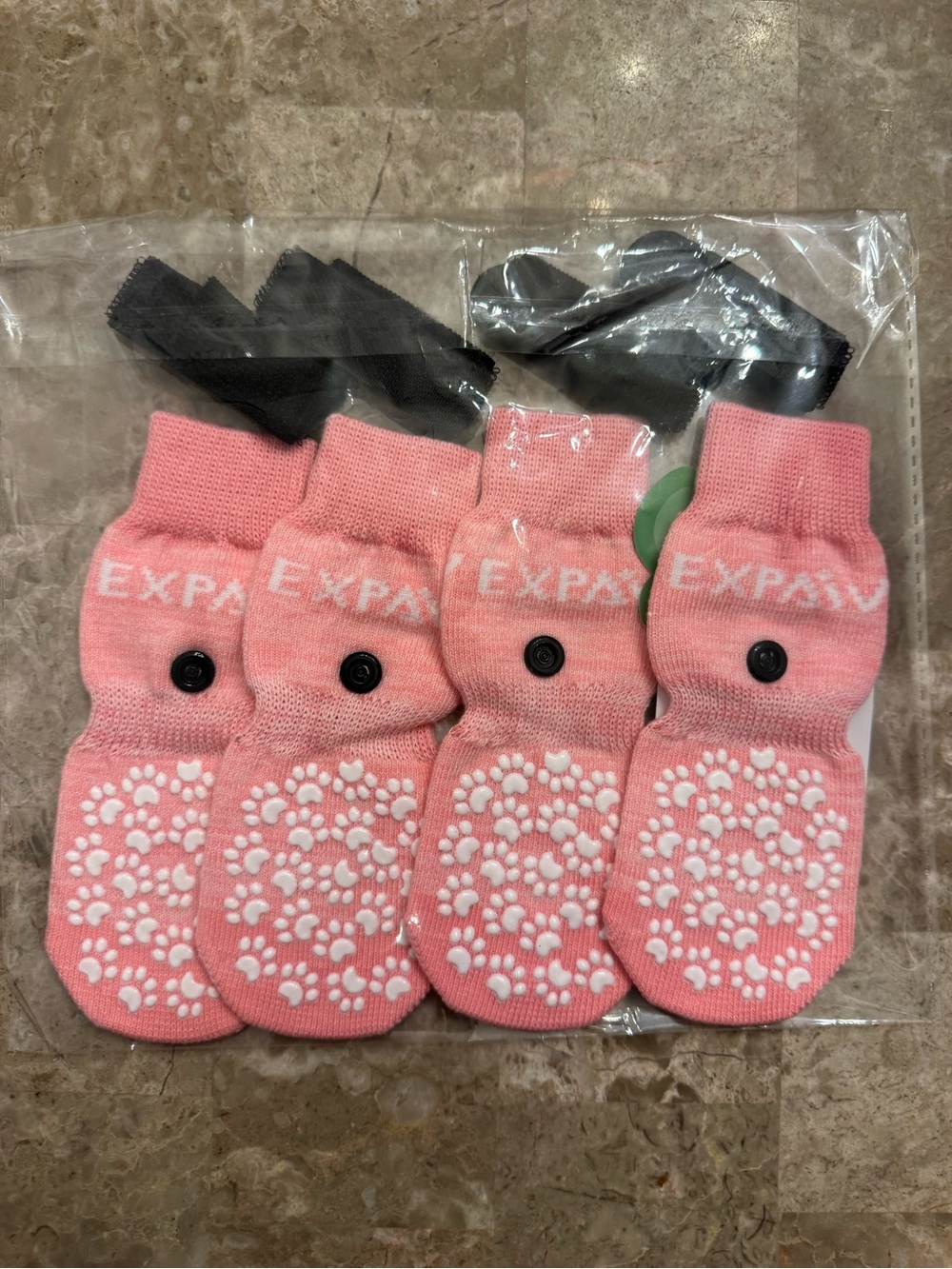 EXPAWLORER Pink Dog Socks with White Paw Grip Detail Size Medium